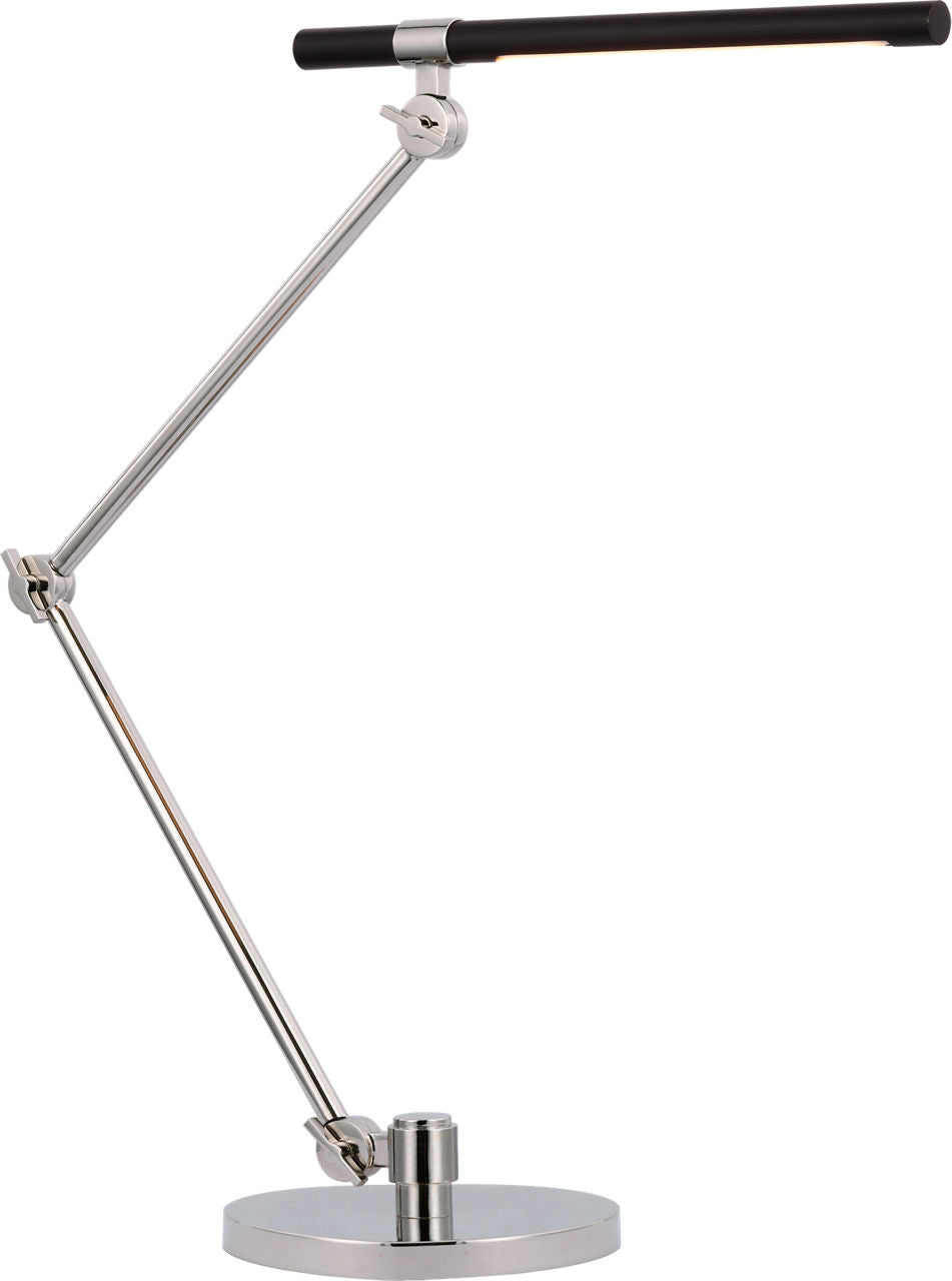 Heron Large Desk Lamp | Polished Nickel and Matte Black