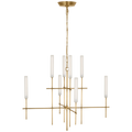 Fay 32" Chandelier | Hand-Rubbed Antique Brass | Frosted Glass
