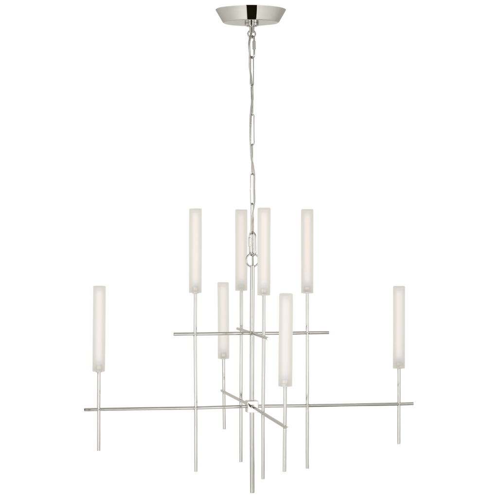 Fay 32" Chandelier | Polished Nickel | Frosted Glass
