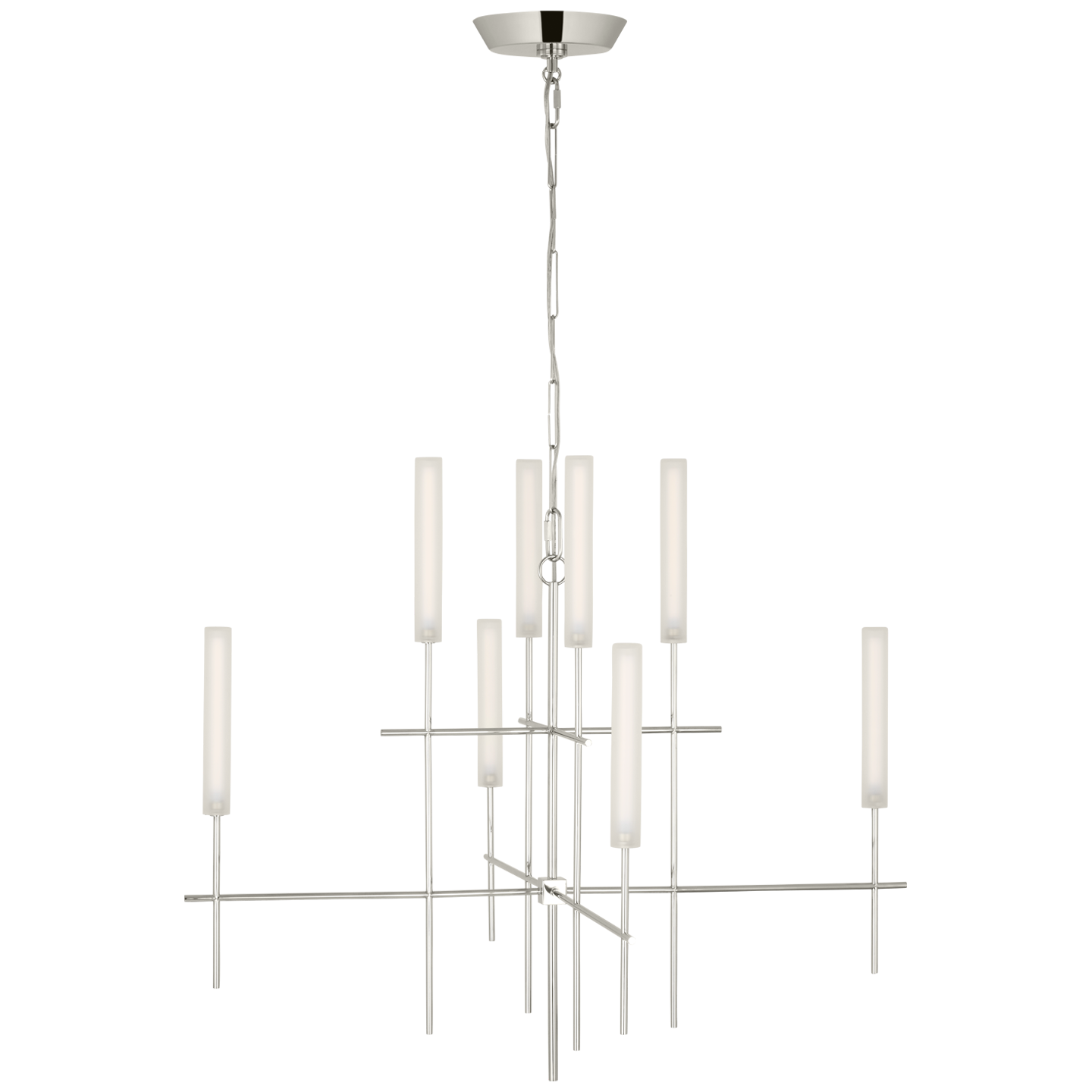 Fay 32" Chandelier | Polished Nickel | Frosted Glass