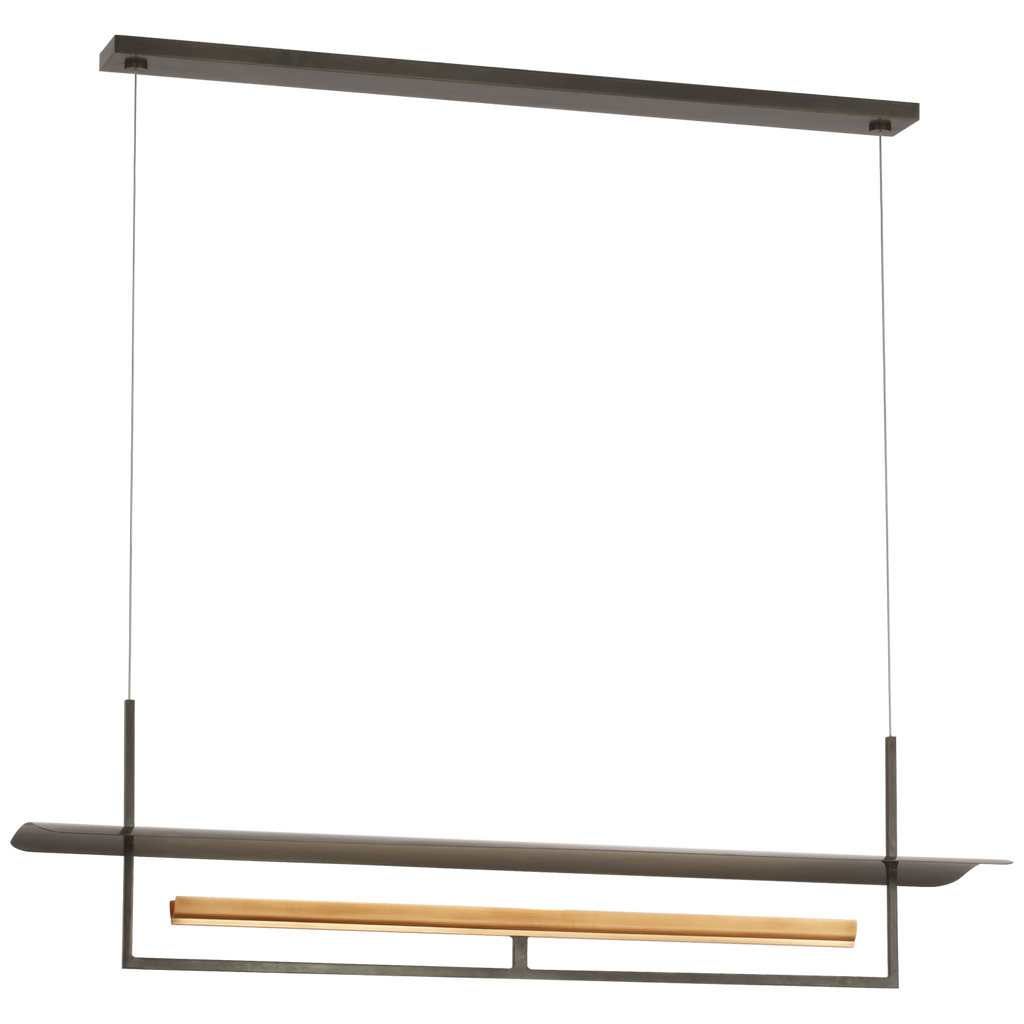 Tristan 54" Reflector Linear Chandelier | Bronze and Hand-Rubbed Antique Brass