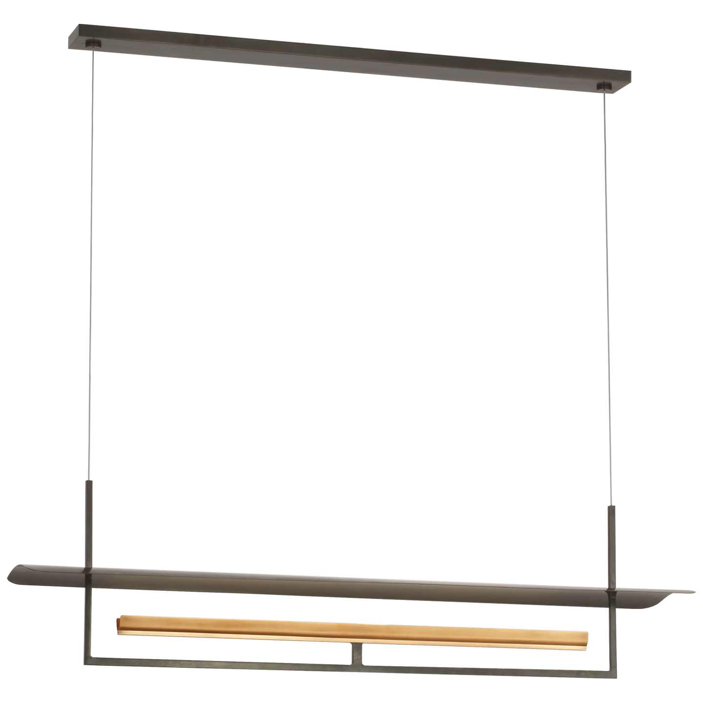 Tristan 54" Reflector Linear Chandelier | Bronze and Hand-Rubbed Antique Brass