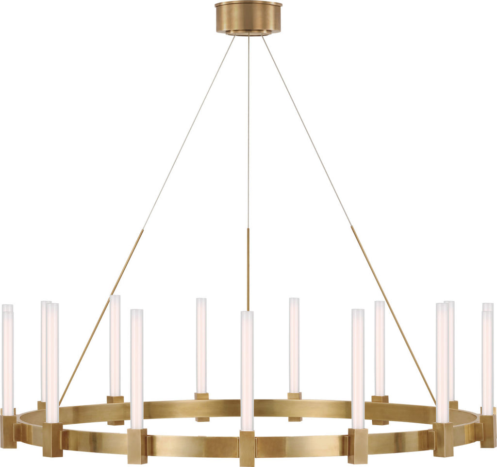 Mafra XL Chandelier | Hand-Rubbed Antique Brass | White Glass