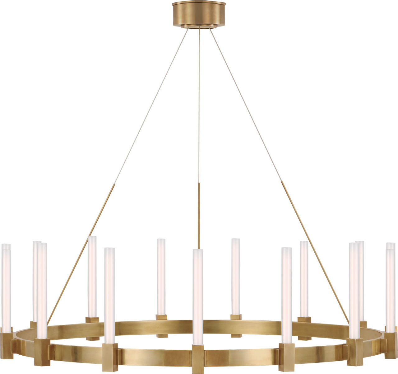 Mafra XL Chandelier | Hand-Rubbed Antique Brass | White Glass