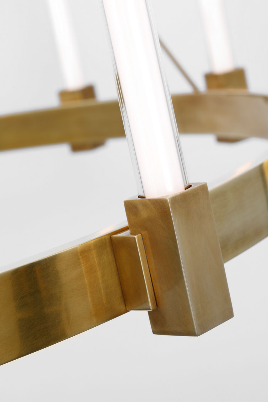 Mafra XL Chandelier | Hand-Rubbed Antique Brass | White Glass