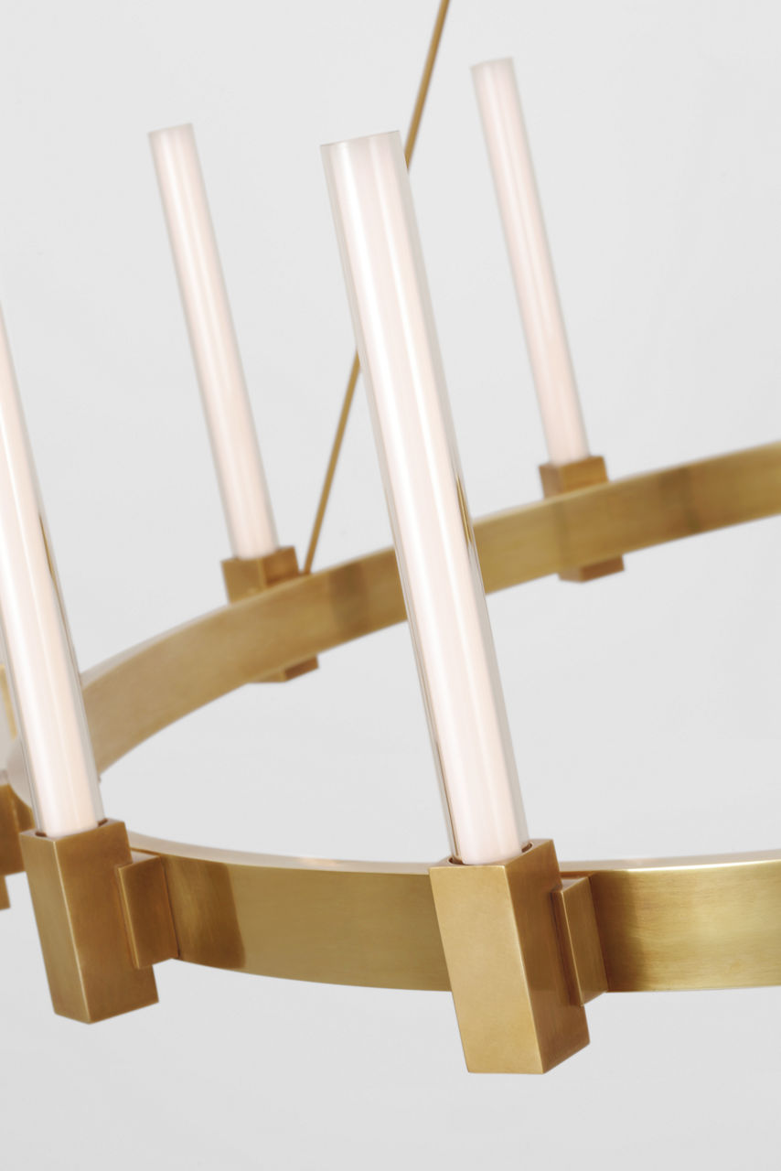 Mafra XL Chandelier | Hand-Rubbed Antique Brass | White Glass