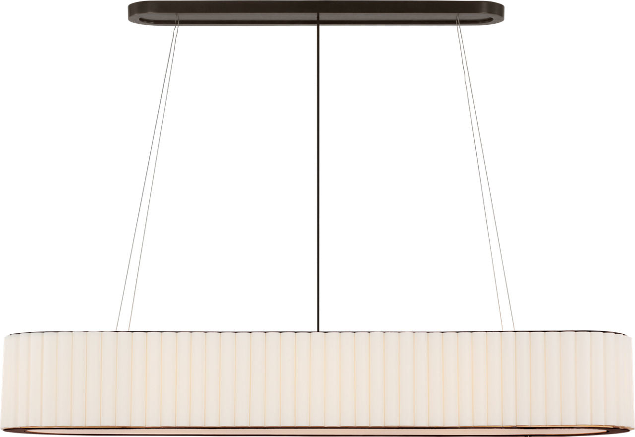 Palati Large Linear Chandelier | Bronze | Linen Shade