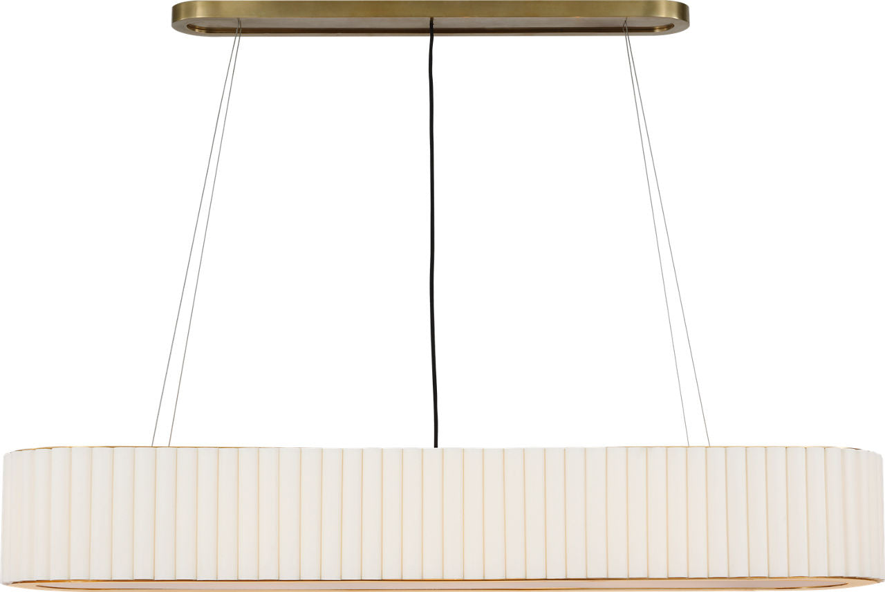 Palati Large Linear Chandelier | Hand-Rubbed Antique Brass | Linen Shade
