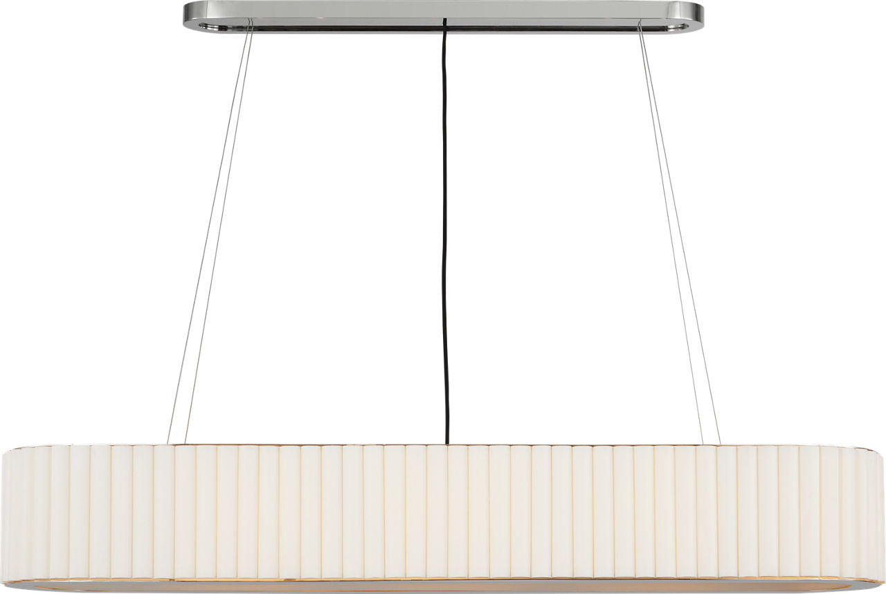 Palati Large Linear Chandelier | Polished Nickel | Linen Shade