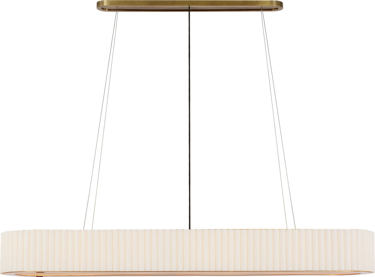 Palati Extra Large Linear Chandelier | Hand-Rubbed Antique Brass | Linen Shade