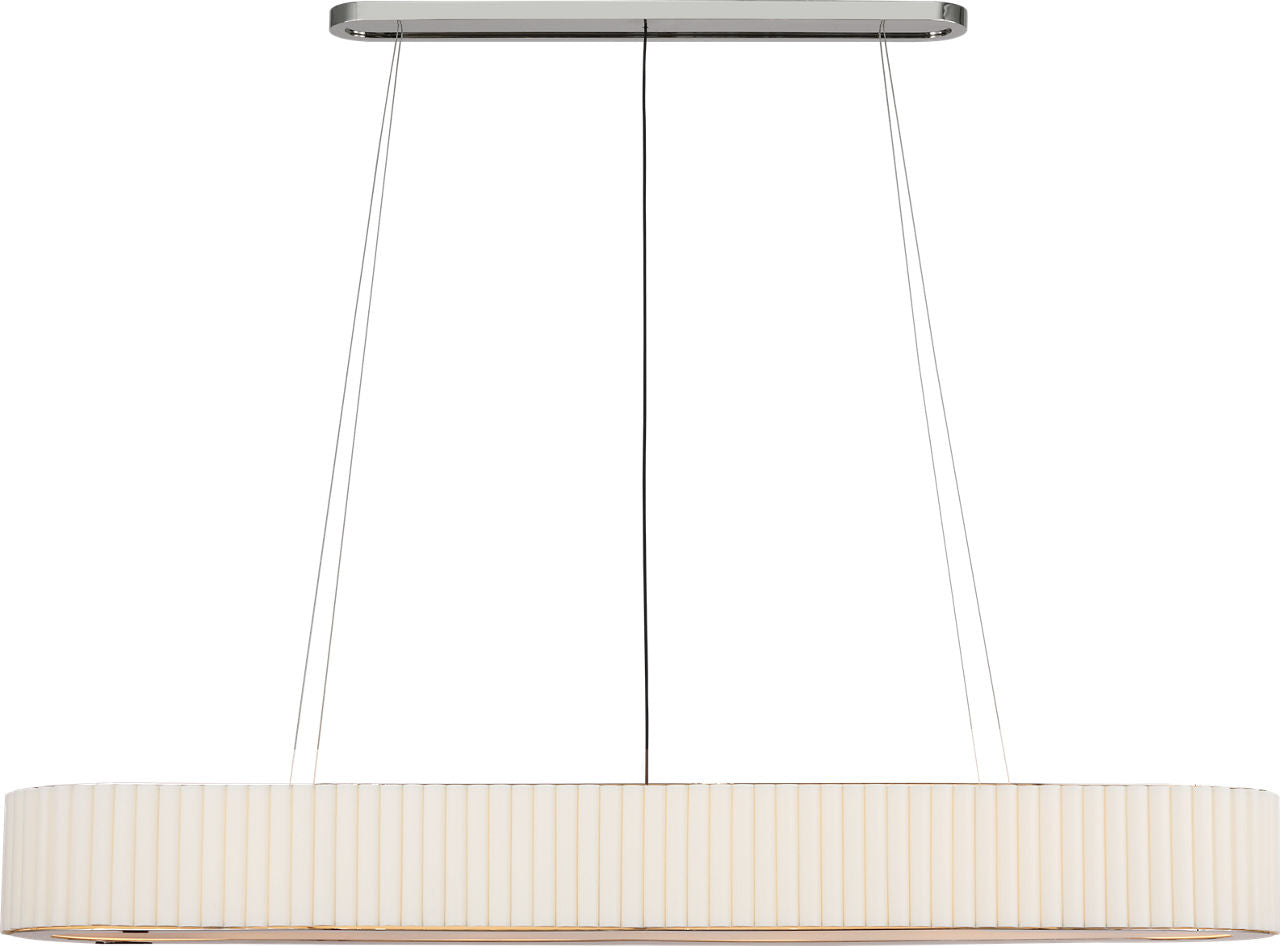 Palati Extra Large Linear Chandelier | Polished Nickel | Linen Shade