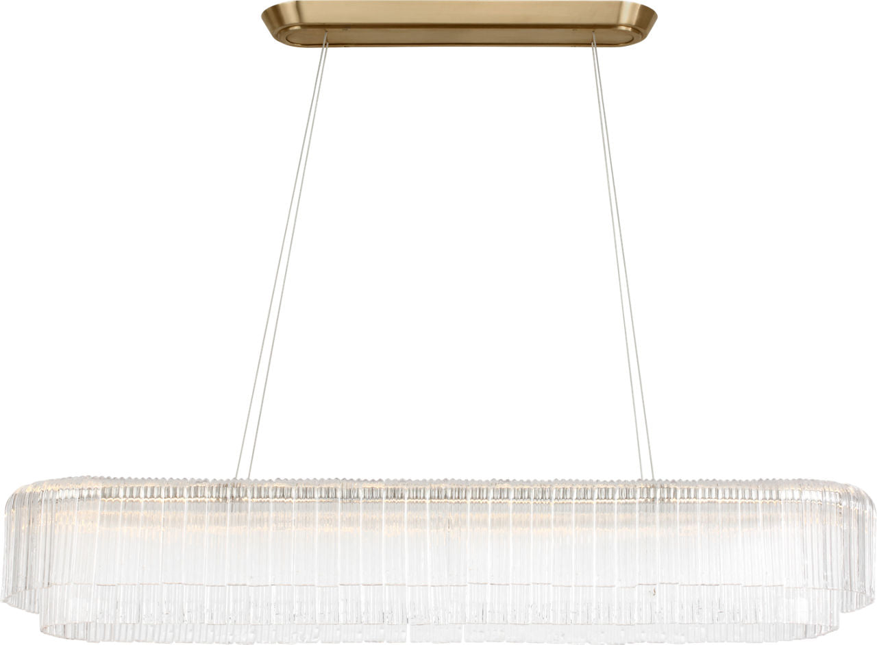 Maderno 55" Linear Chandelier | Hand-Rubbed Antique Brass | Clear Glass