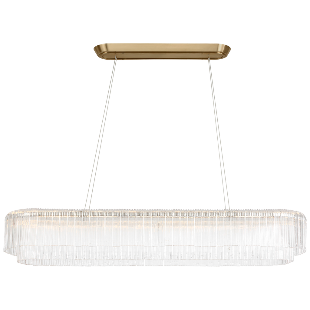 Maderno 55" Linear Chandelier | Hand-Rubbed Antique Brass | Clear Glass