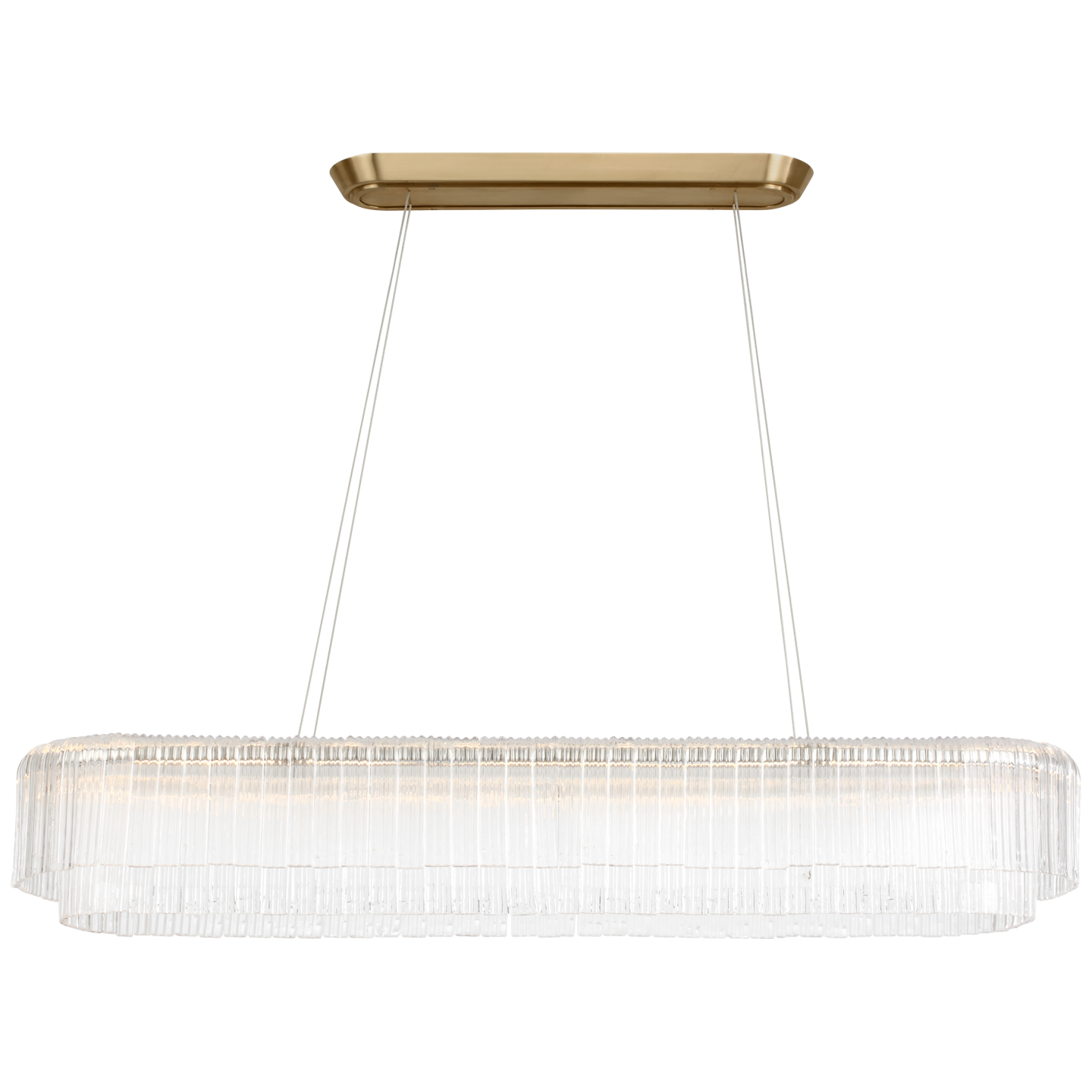 Maderno 55" Linear Chandelier | Hand-Rubbed Antique Brass | Clear Glass