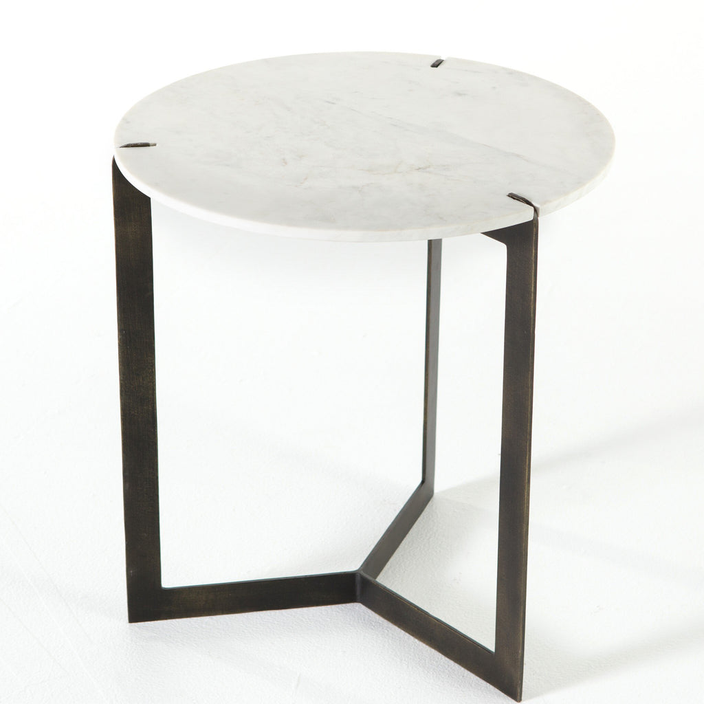 Kiva End Table - Polished White Marble