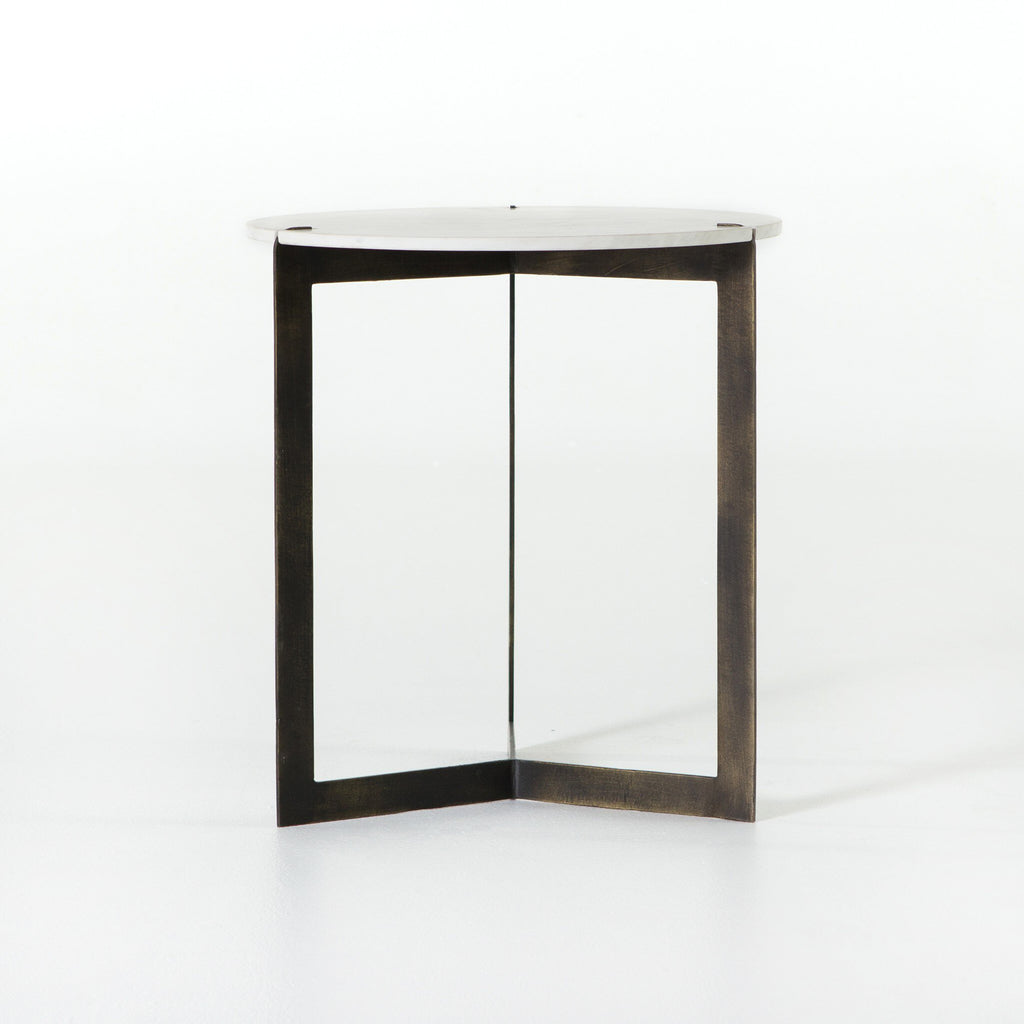 Kiva End Table - Polished White Marble