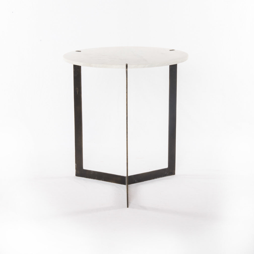 Kiva End Table - Polished White Marble