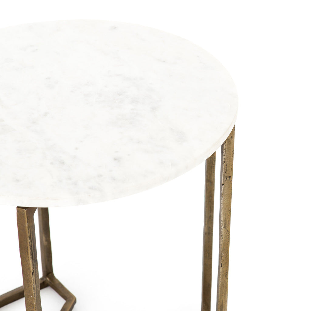Naomi Marble End Table - Polished White Marble