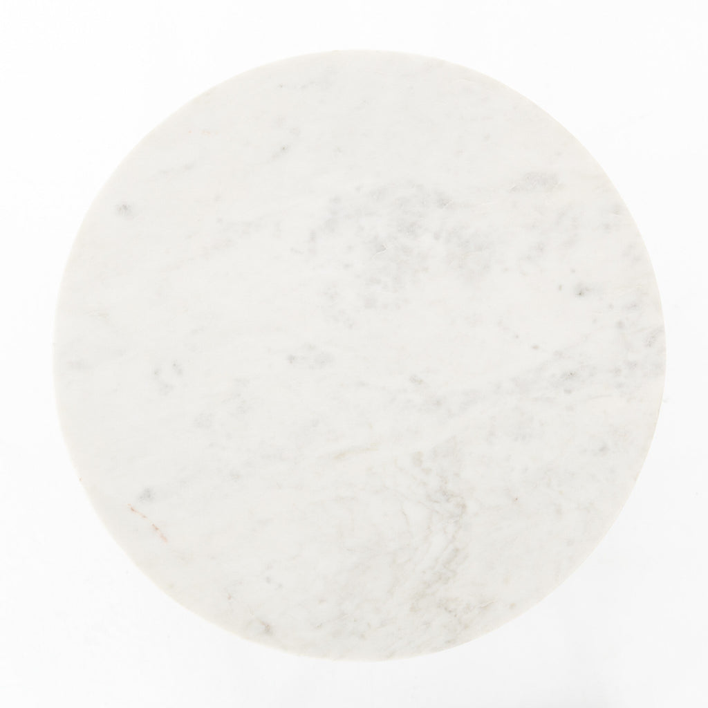 Naomi Marble End Table - Polished White Marble