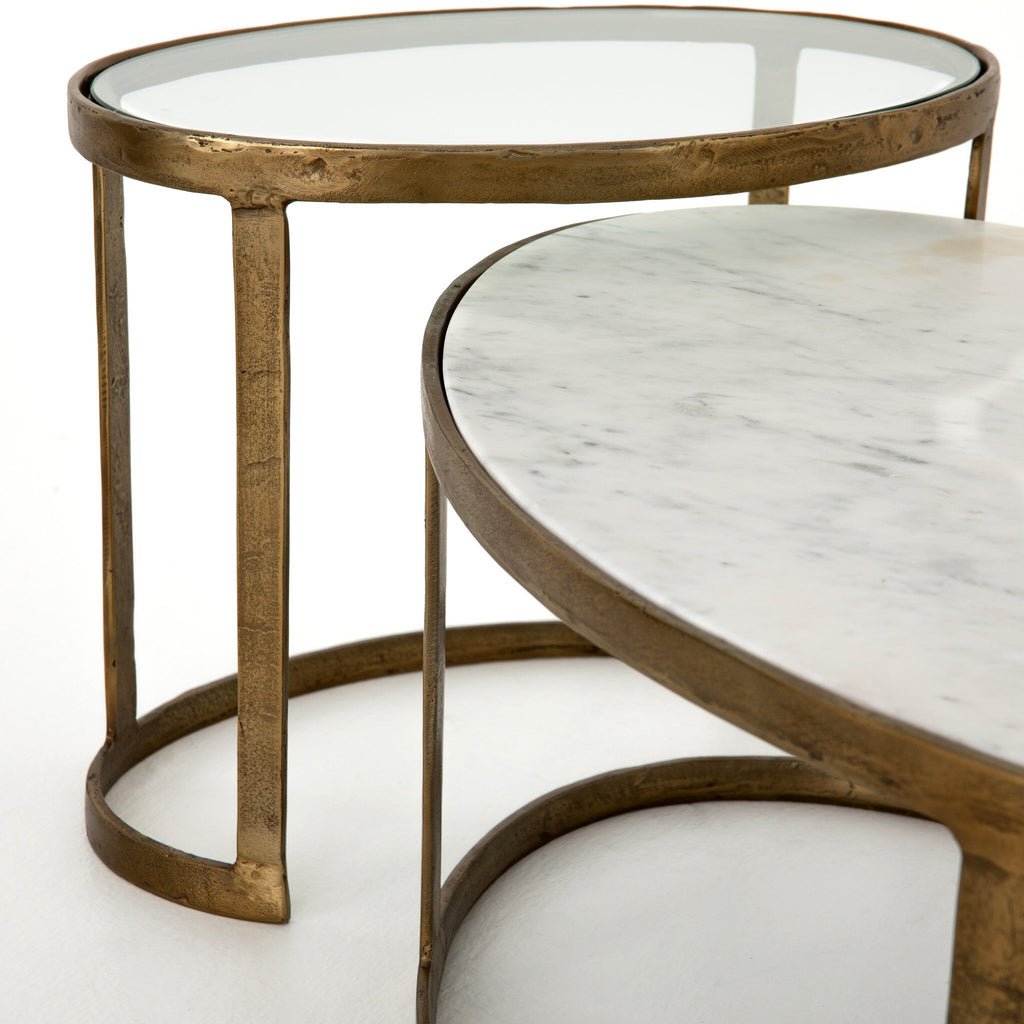Calder Nesting Coffee Table - Polished White Marble