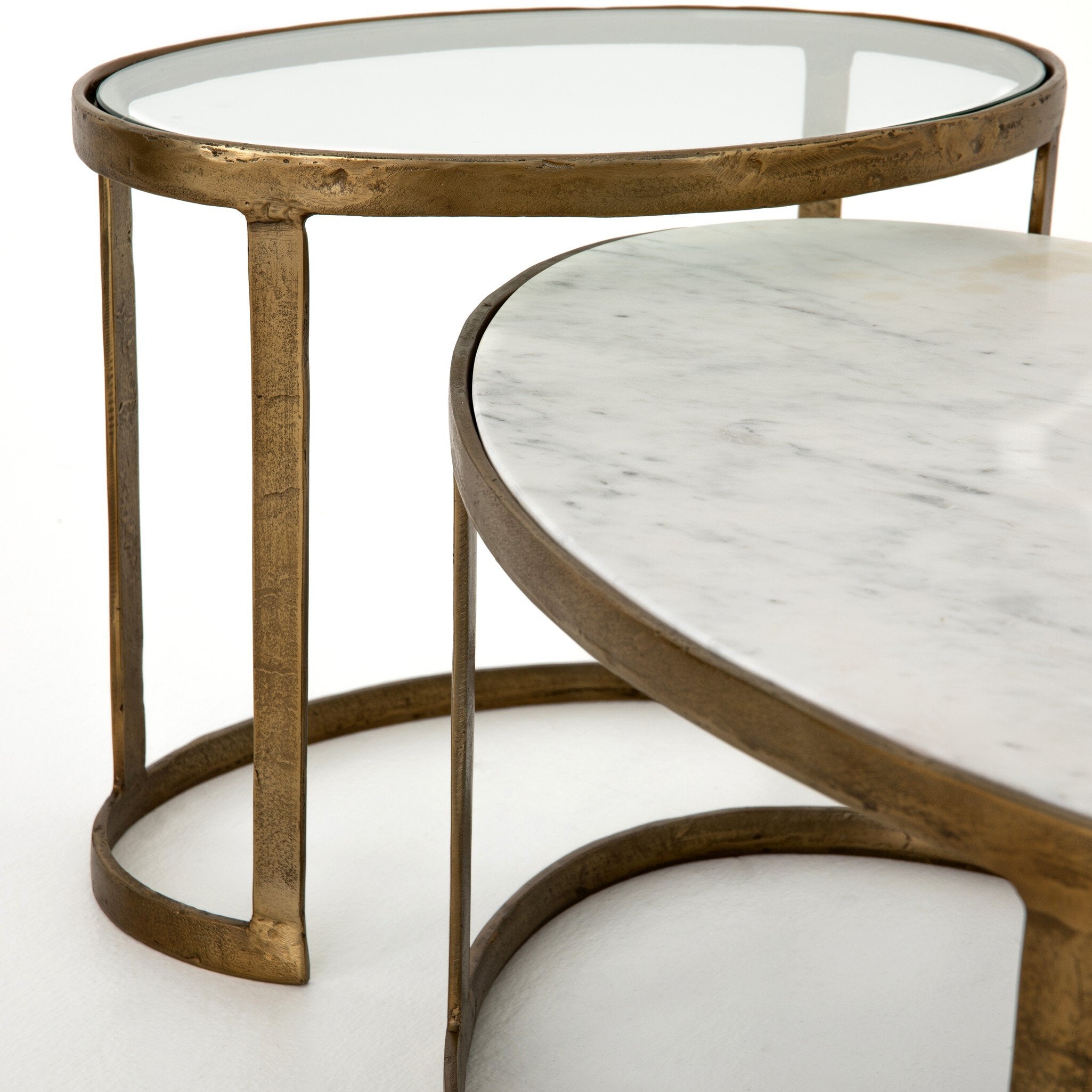 Calder Nesting Coffee Table - Polished White Marble