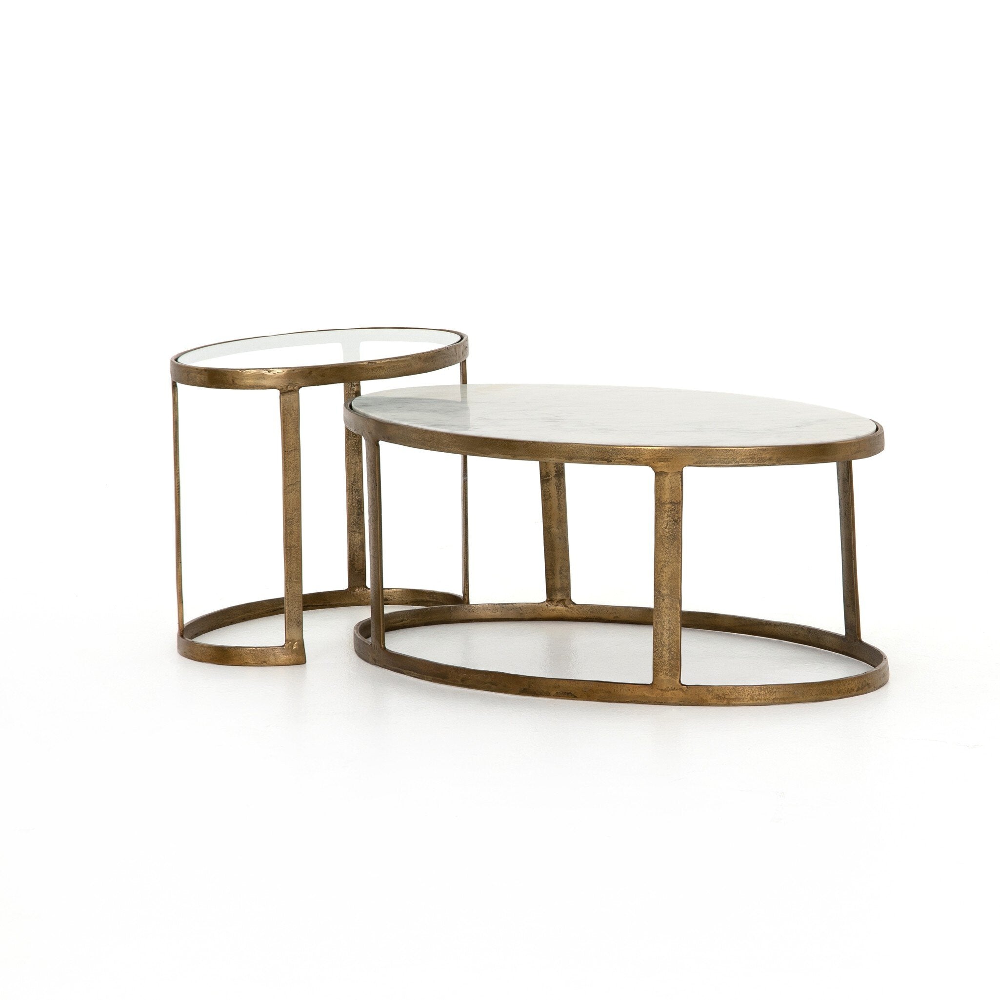 Calder Nesting Coffee Table - Polished White Marble