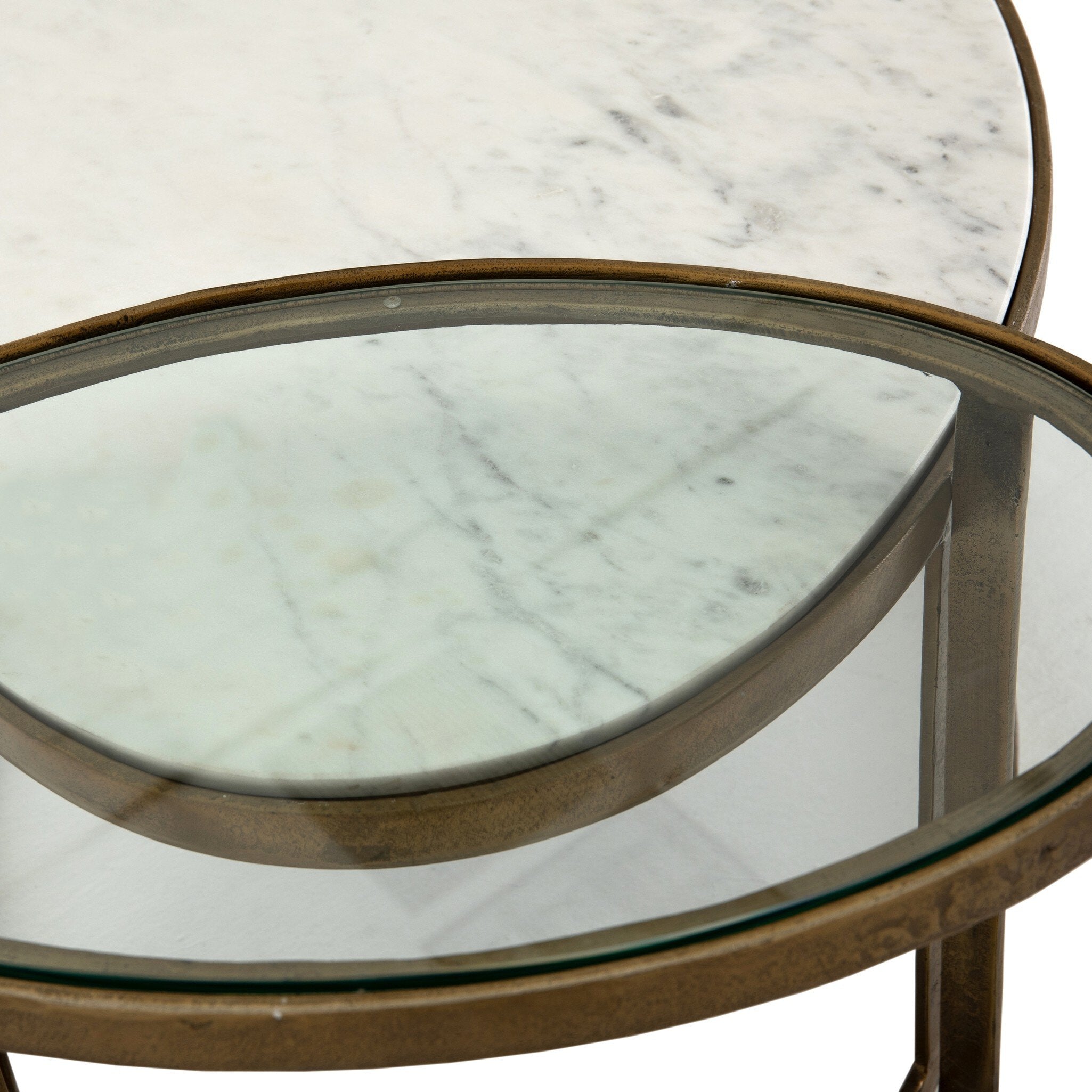 Calder Nesting Coffee Table - Polished White Marble