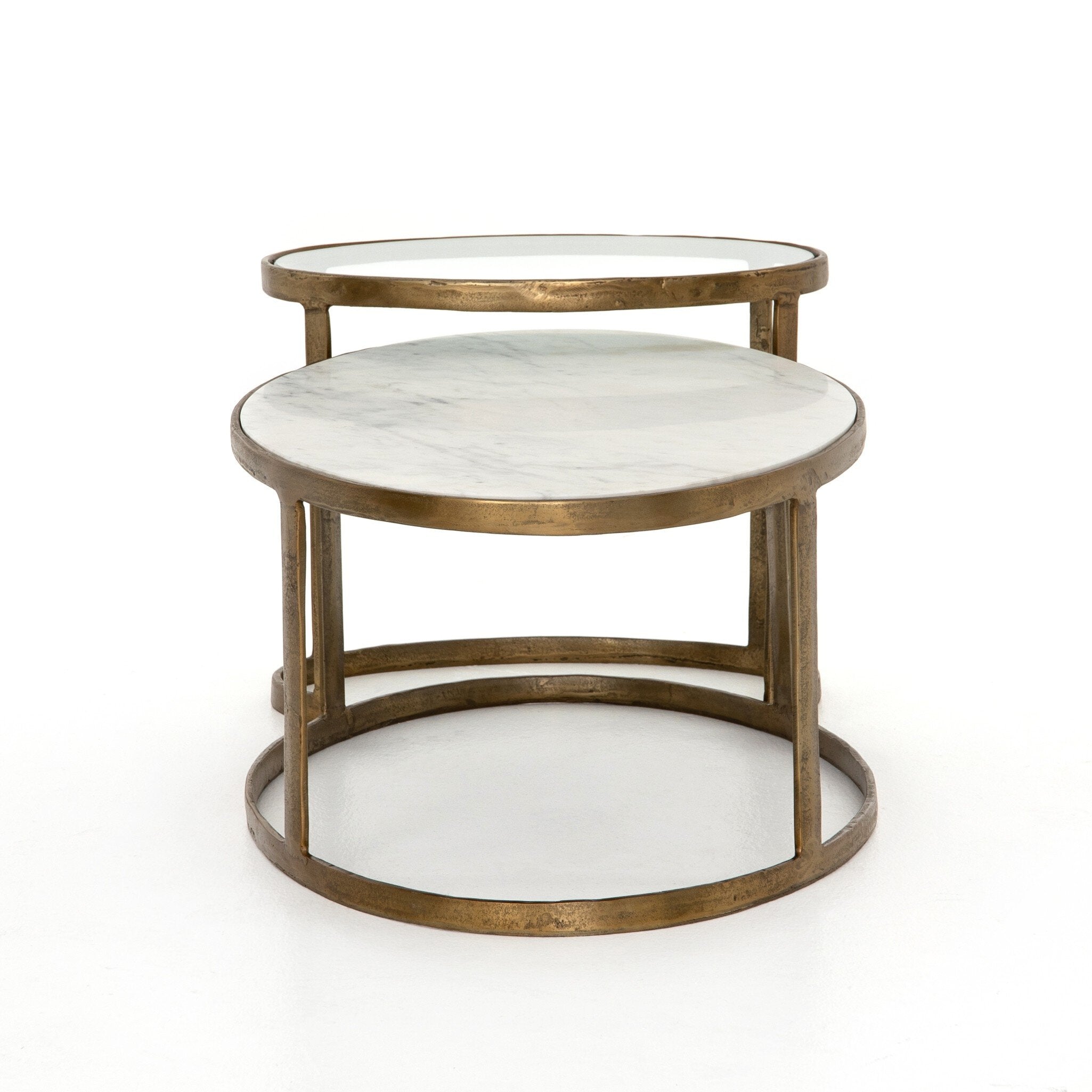 Calder Nesting Coffee Table - Polished White Marble