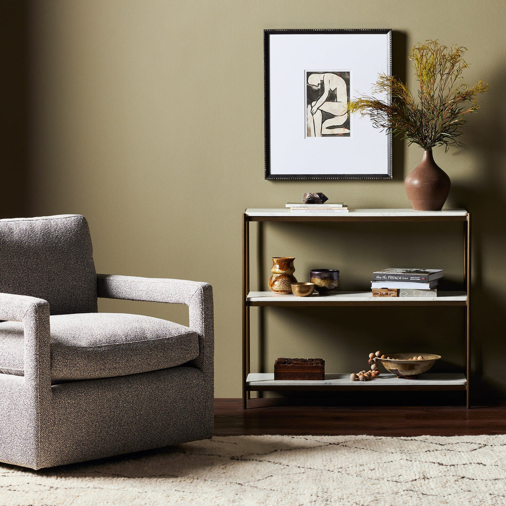 Felix Small Console Table - Polished White Marble