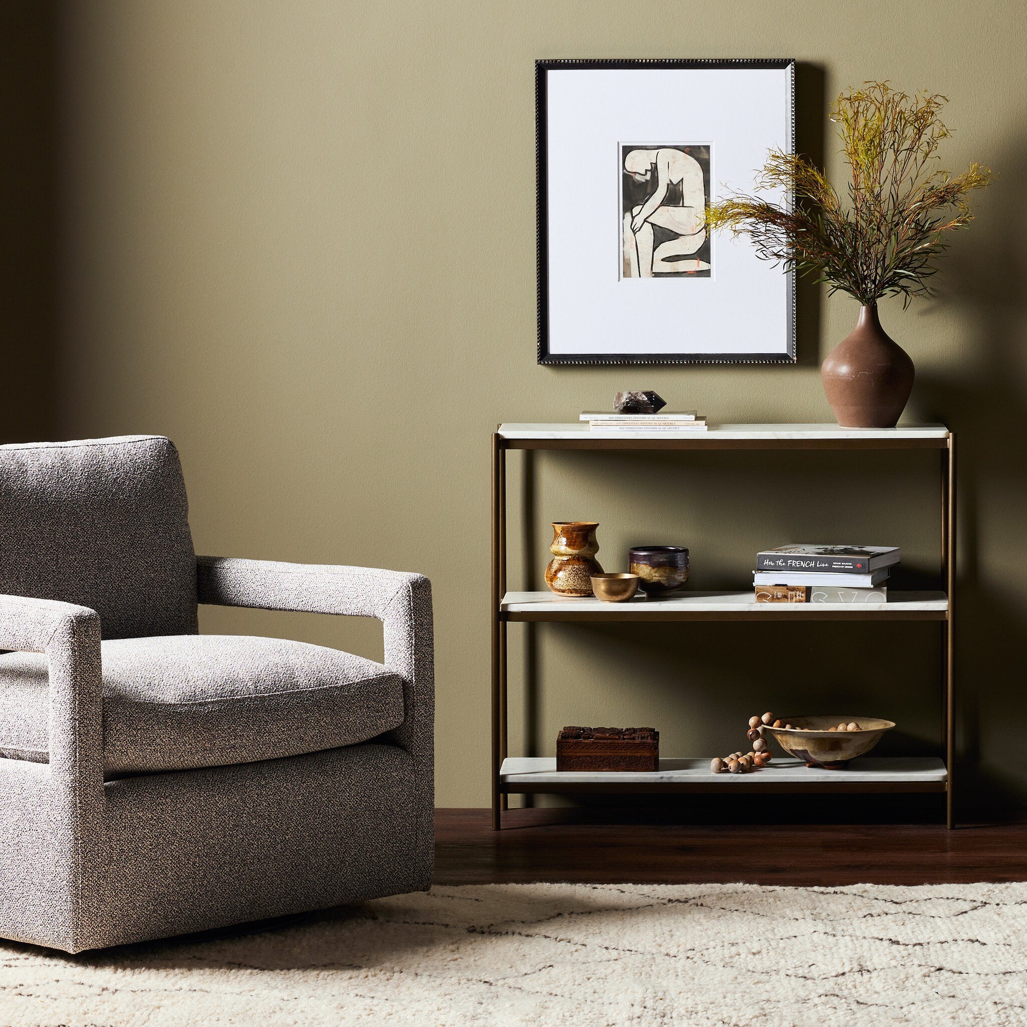 Felix Small Console Table - Polished White Marble