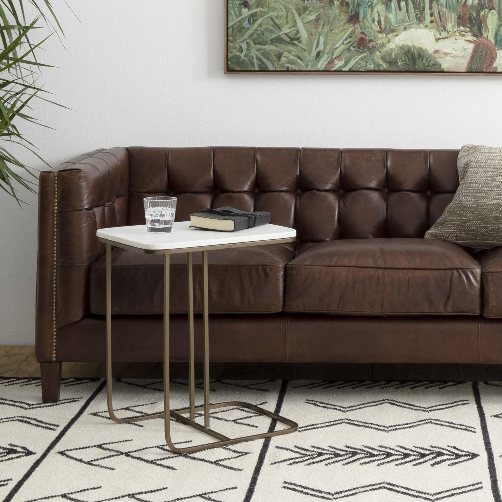 Adalley C Table - Polished White Marble