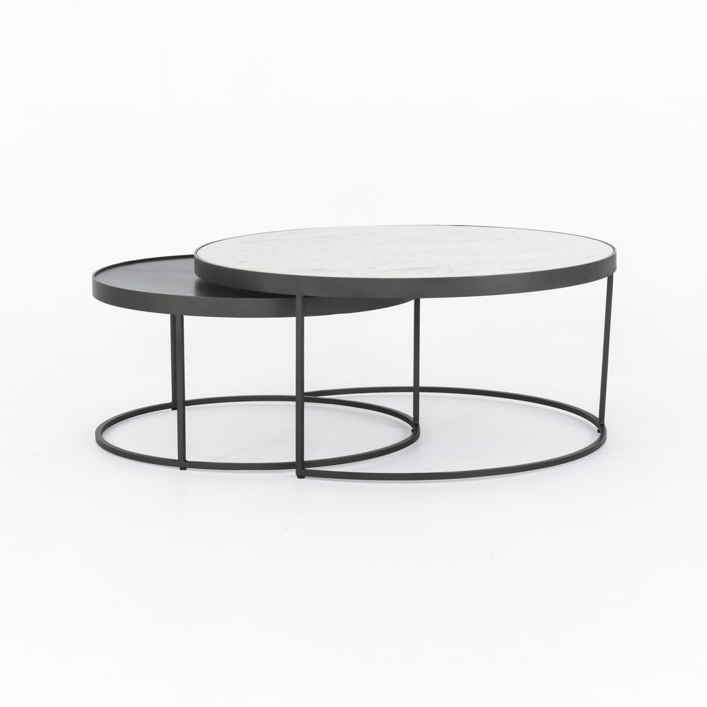 Evelyn Round Nesting Coffee Table - Gunmetal