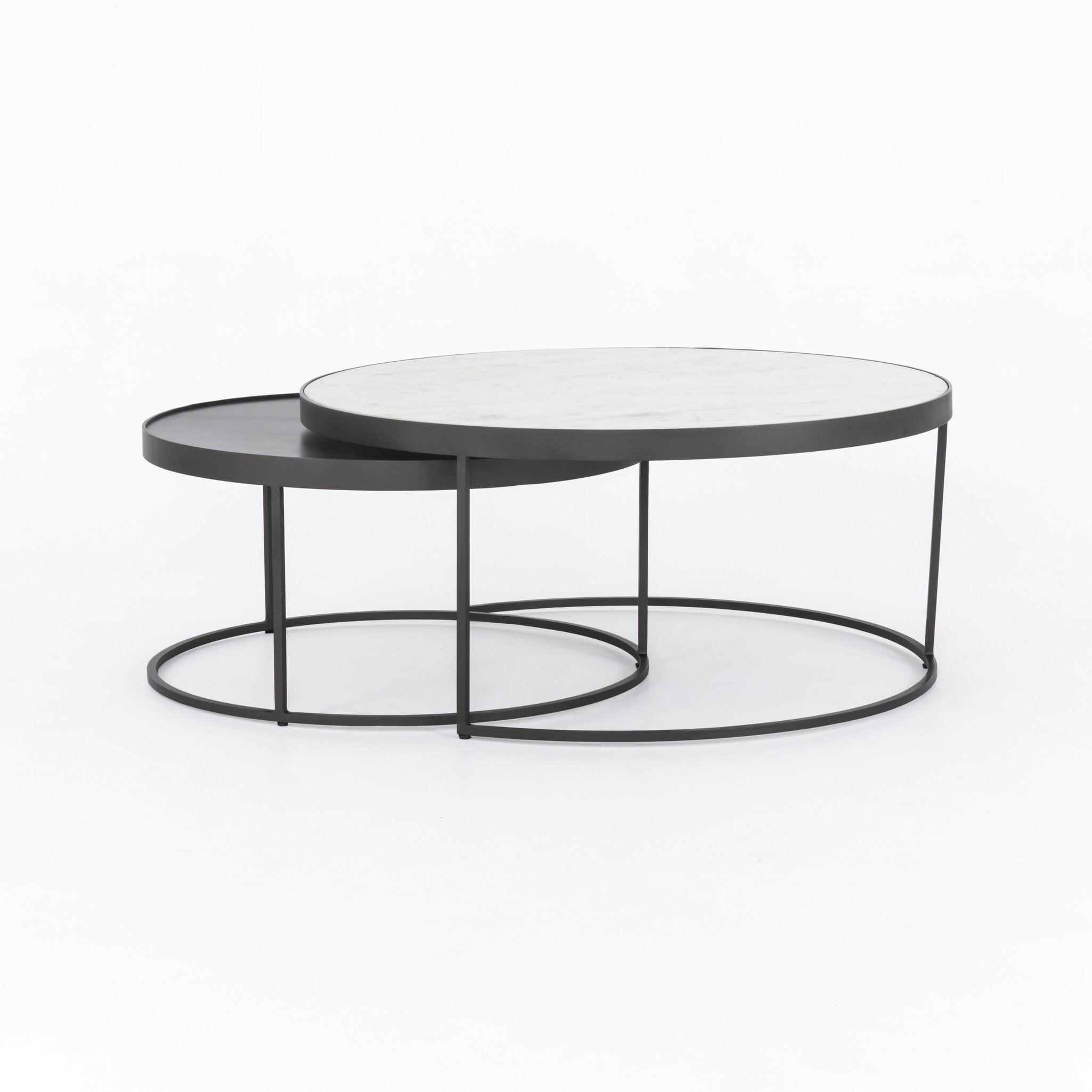 Evelyn Round Nesting Coffee Table - Gunmetal