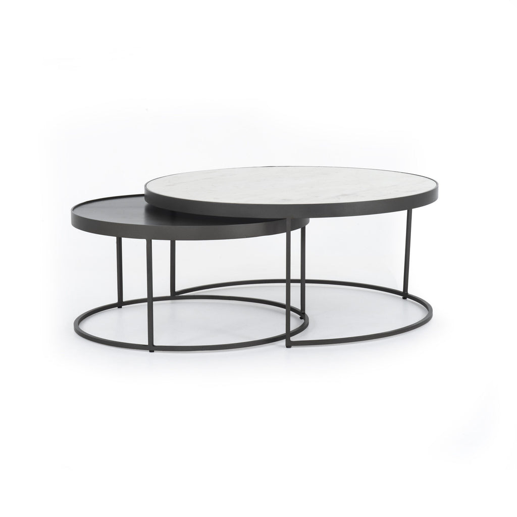 Evelyn Round Nesting Coffee Table - Gunmetal