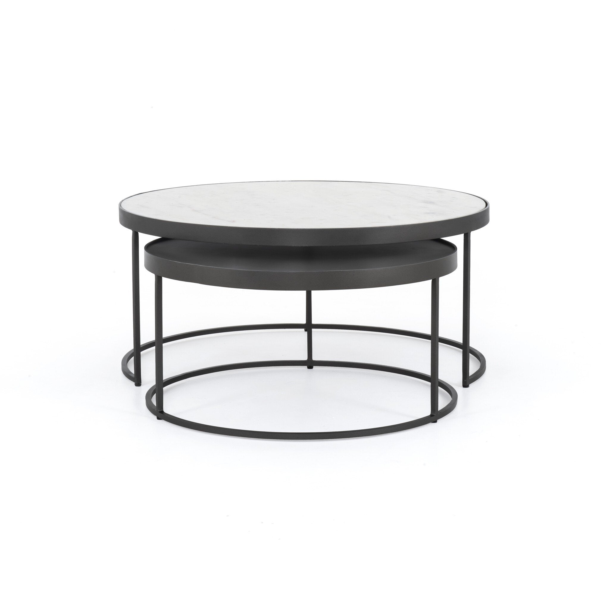 Evelyn Round Nesting Coffee Table - Gunmetal