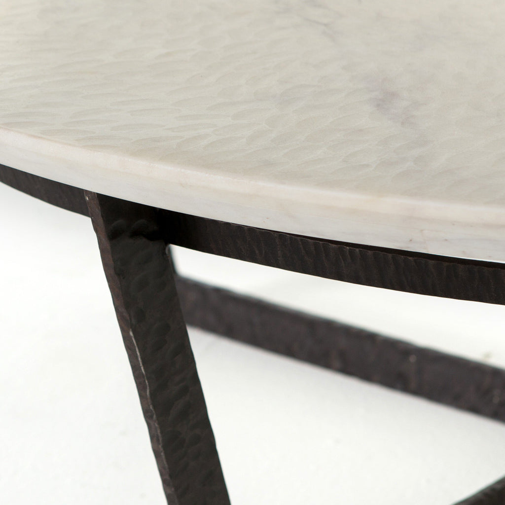Felix Round Coffee Table - Sandblasted White Marble