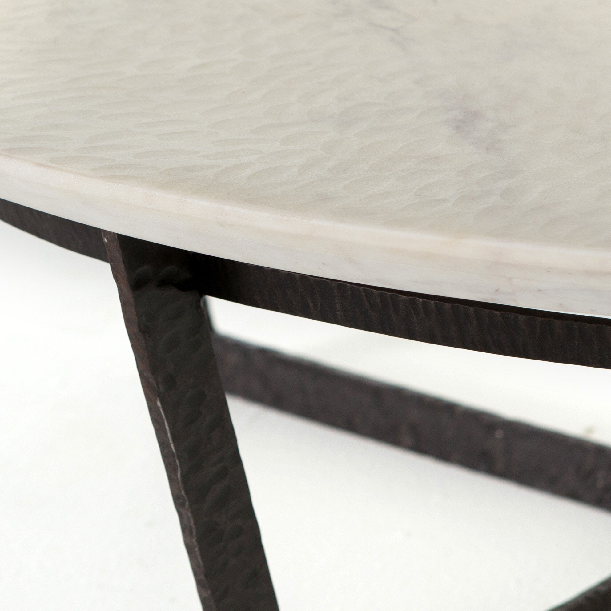 Felix Round Coffee Table - Sandblasted White Marble
