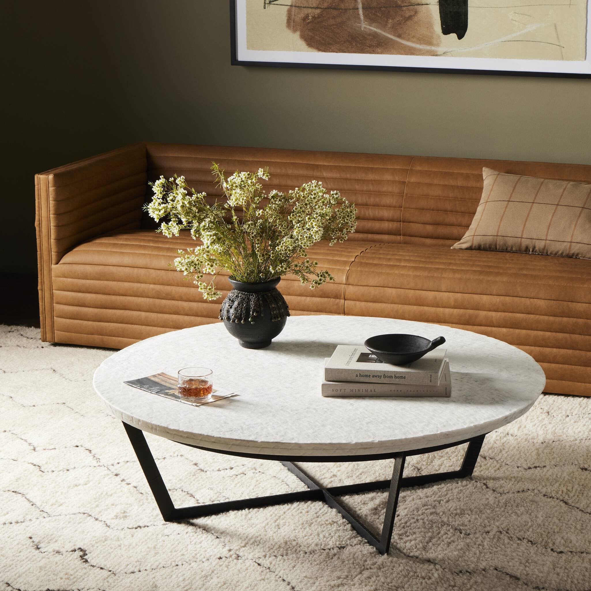 Felix Round Coffee Table - Sandblasted White Marble