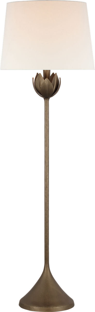 Alberto Large Floor Lamp | Antique Bronze Leaf | Linen Shade