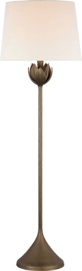 Alberto Large Floor Lamp | Antique Bronze Leaf | Linen Shade