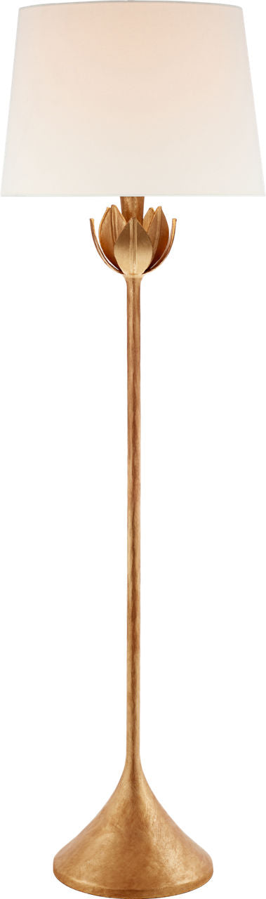 Alberto Large Floor Lamp | Antique Gold Leaf | Linen Shade