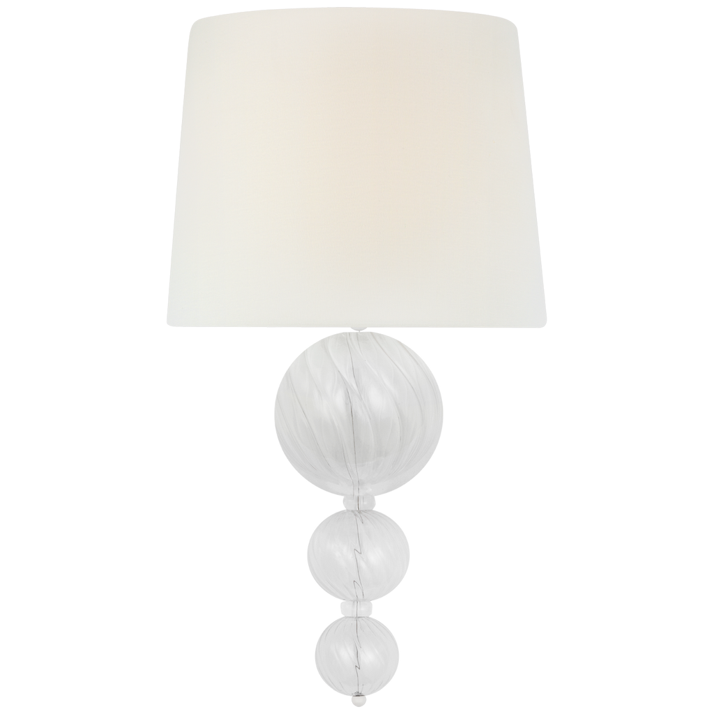 Talia 18" Sconce | Clear Swirled Glass | Linen Shade