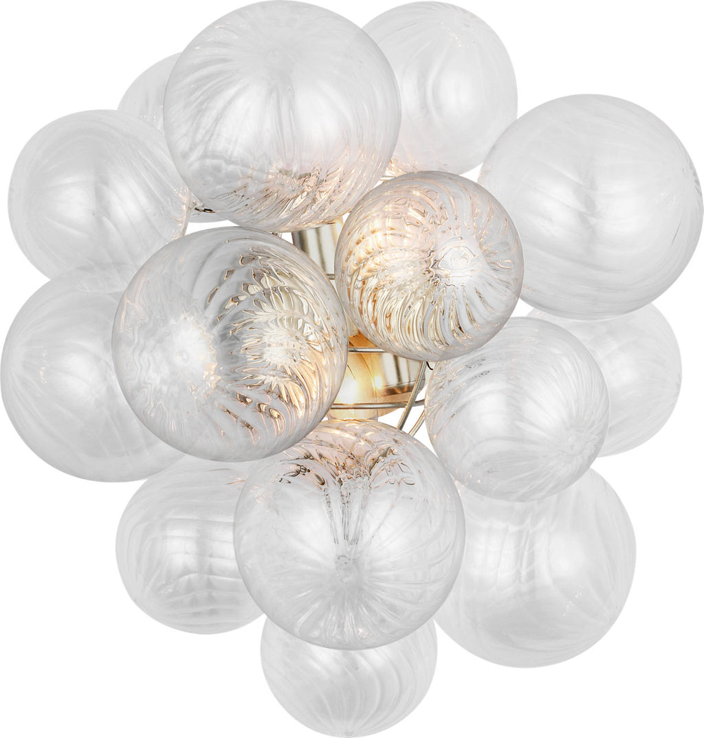 Talia Medium Sconce | Burnished Silver Leaf | Clear Swirled Glass
