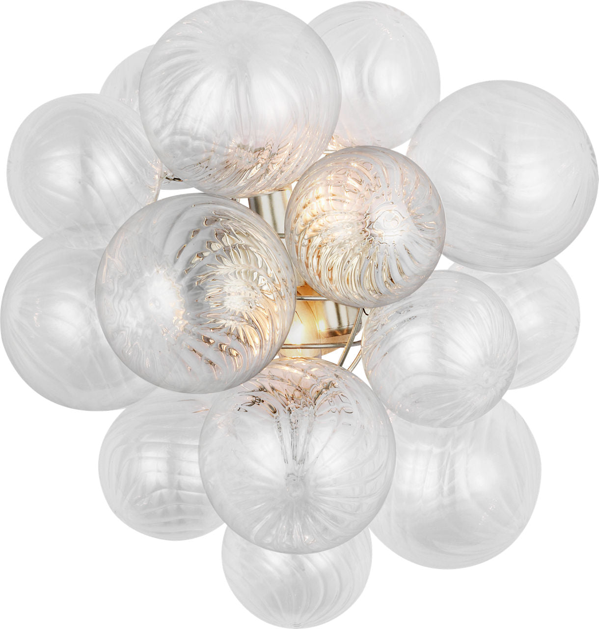 Talia Medium Sconce | Burnished Silver Leaf | Clear Swirled Glass