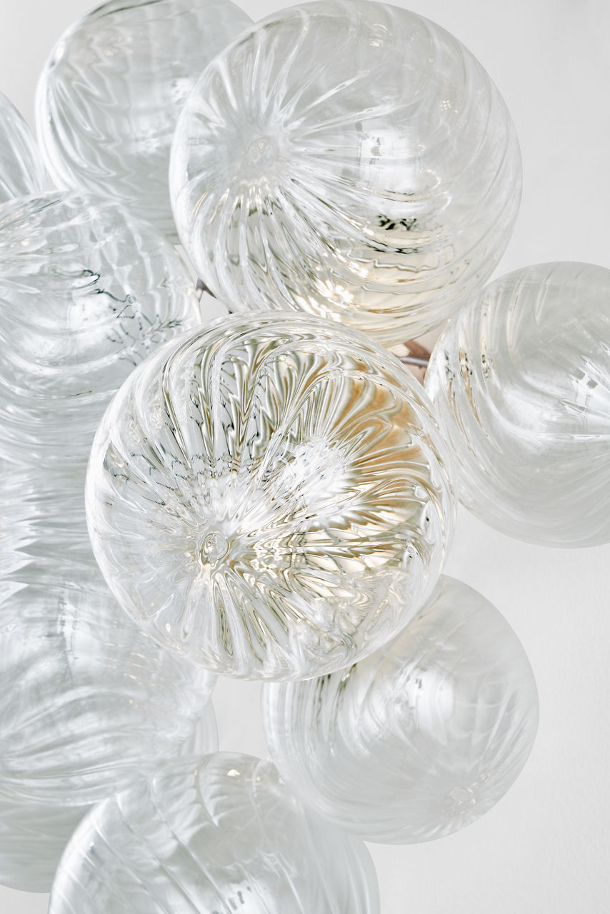 Talia Medium Sconce | Burnished Silver Leaf | Clear Swirled Glass