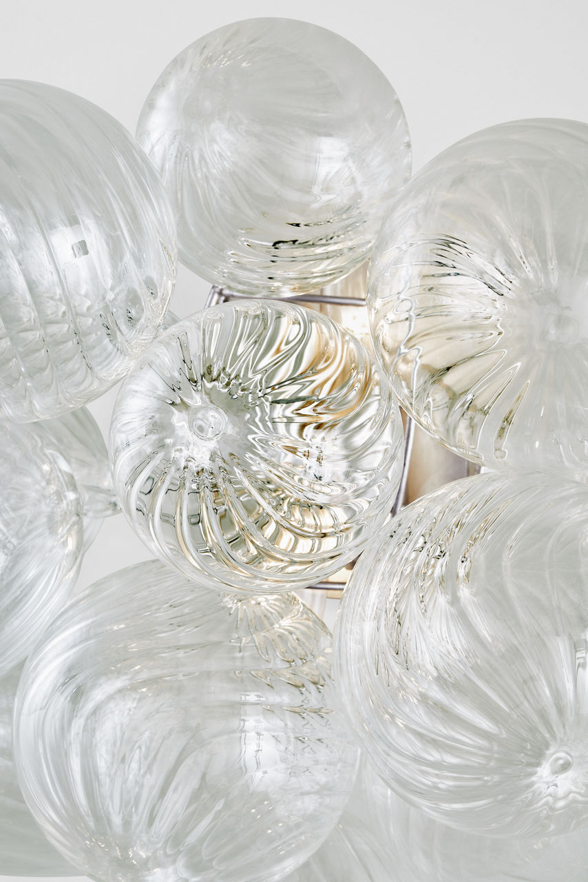 Talia Medium Sconce | Burnished Silver Leaf | Clear Swirled Glass