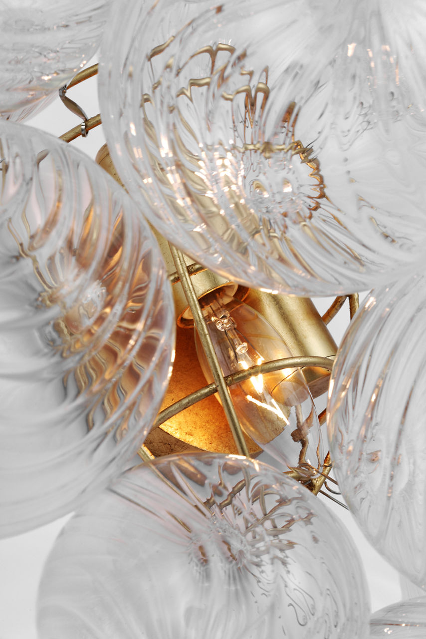 Talia Medium Sconce | Gild | Clear Swirled Glass