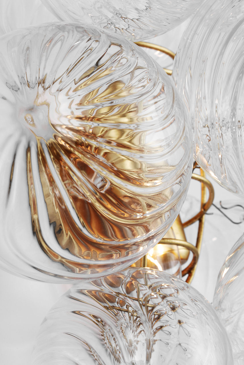 Talia Medium Sconce | Gild | Clear Swirled Glass