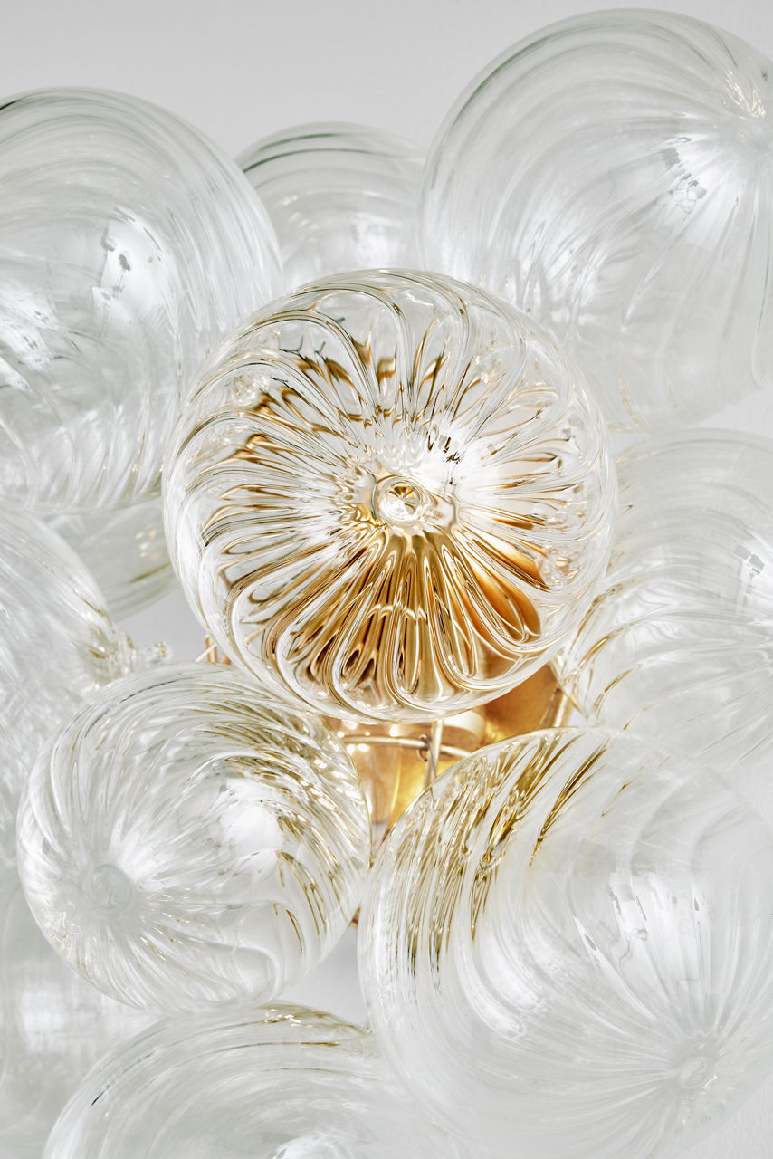 Talia Medium Sconce | Gild | Clear Swirled Glass