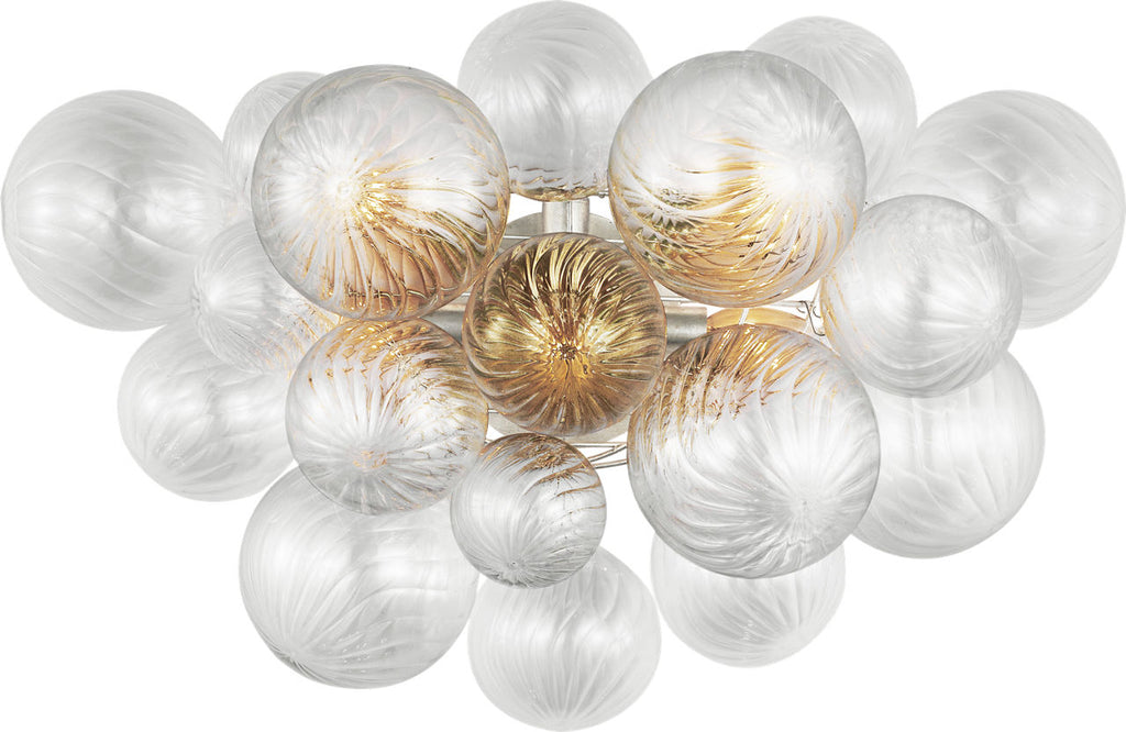 Talia Large Sconce | Burnished Silver Leaf | Clear Swirled Glass